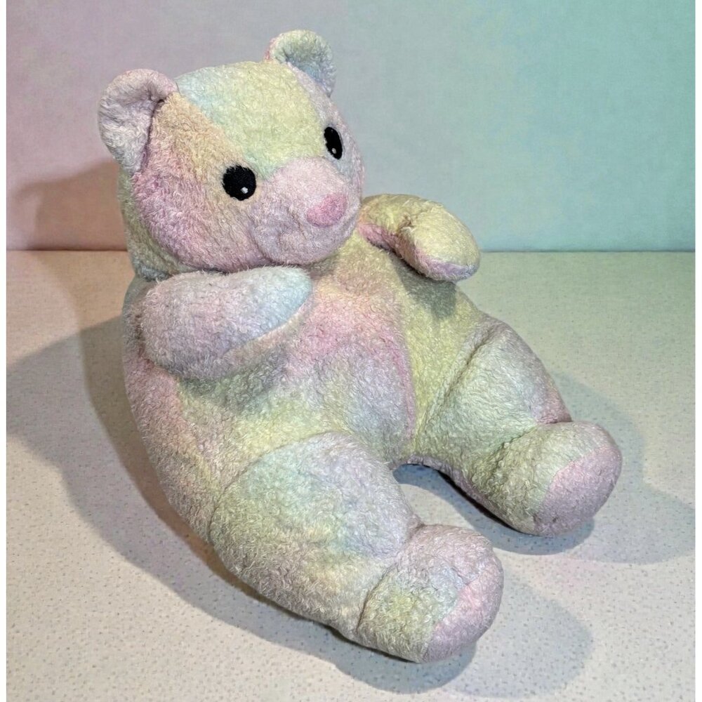 Vintage 90s TY BABY Plush BEARBABY Bear Rainbow Pastel Pillow Rattle Stuffed
